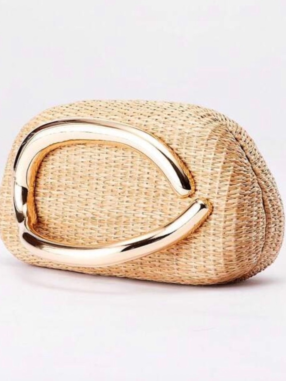 Womens Straw Clutch chain crossbody purse bag with Gold Accent summer vacation - Picture 5 of 7